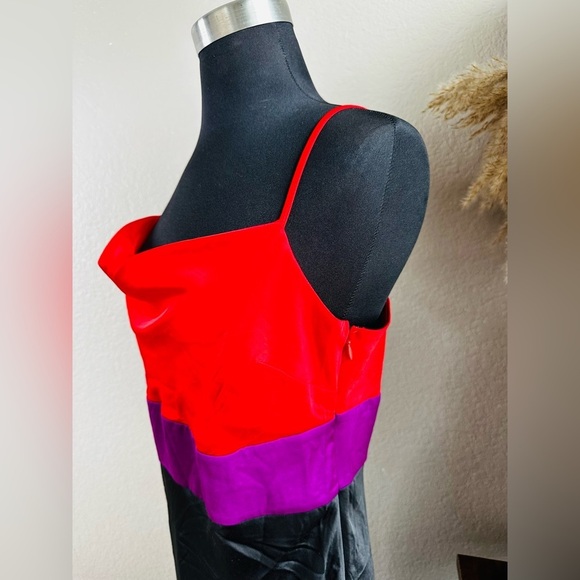 EXPRESS Satin Color Block Cowl Neck Midi Slip Dress NWT - Picture 6 of 6